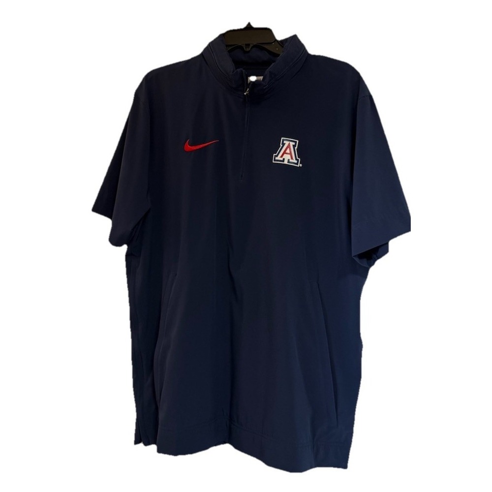 Nike Arizona Wildcats Sideline Coach Short-Sleeve Half-Zip Jacket Hooded Navy L